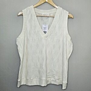 Brea Canyon Sweater‎ Vest White Diamond Textured V-Neck AK4375249F Womens XL